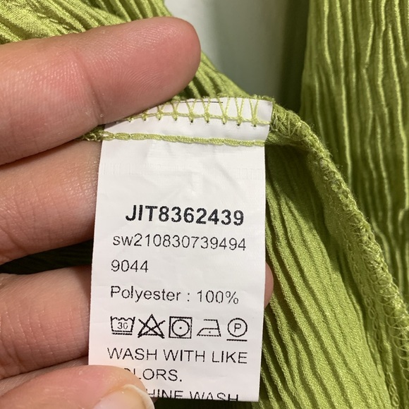 Green SHEIN Collared Long Sleeve Blouse - Picture 3 of 7